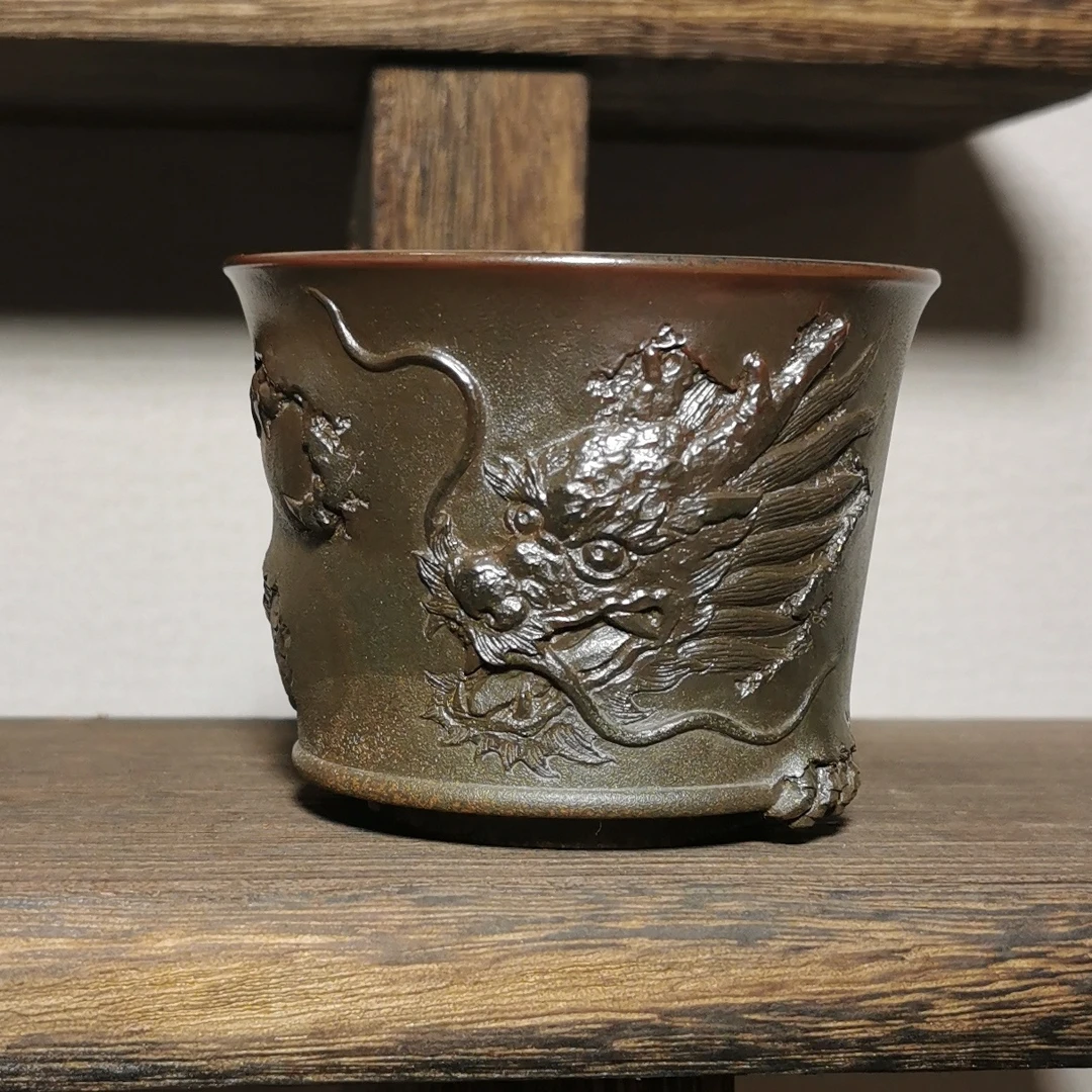 龙杯柴烧120毫升坭兴陶主人杯