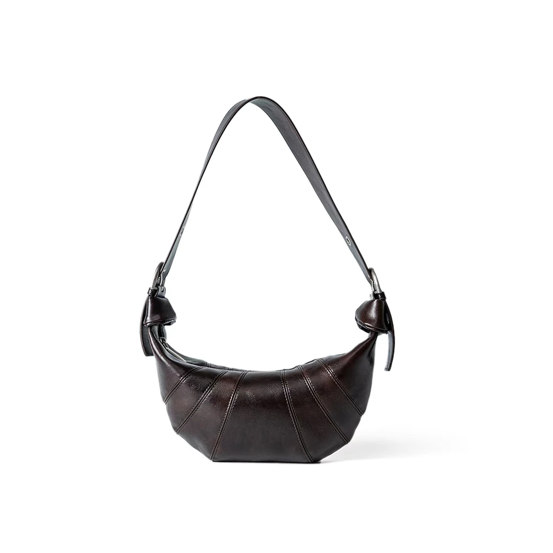 中性风耐磨竖款可折叠单根斜挎包斜跨包时尚褶皱肩包