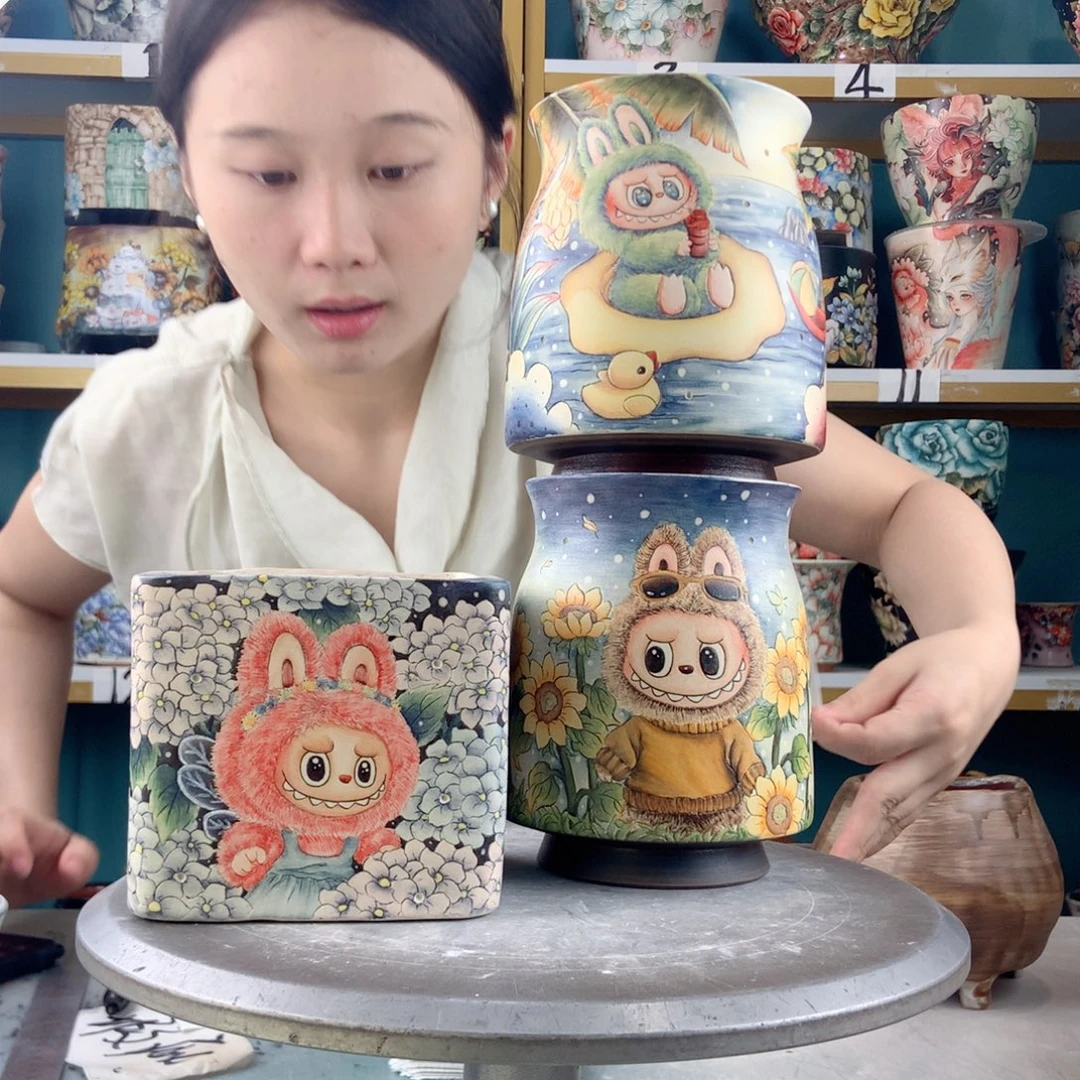 艾***子景德镇手工花盆830