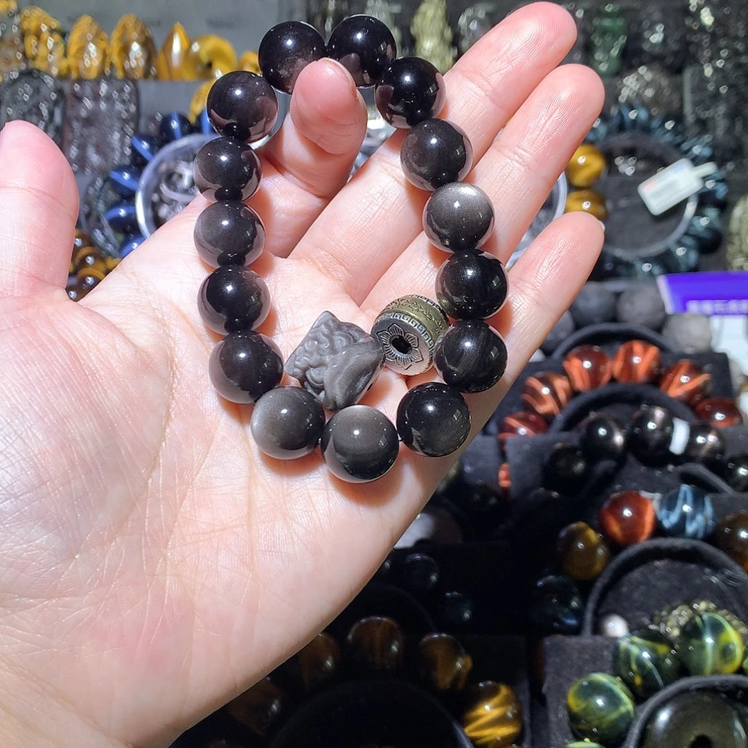 M***E黑曜岩未镶嵌手链