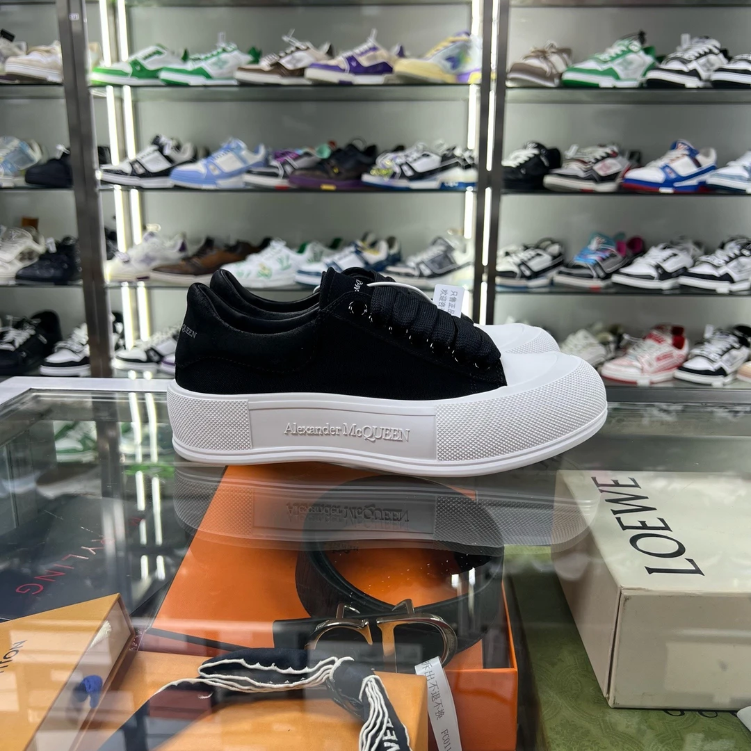 99新 Alexander McQueen/亚历山大·麦昆 帆布厚底鞋 36码 YH20699