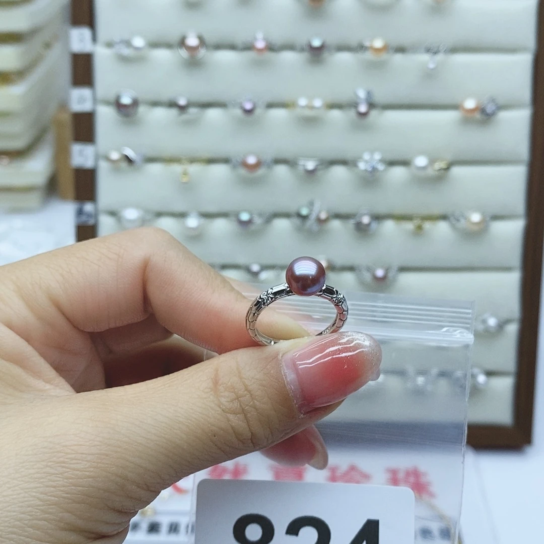 淡水珍珠戒指银S925镶嵌心**澜824