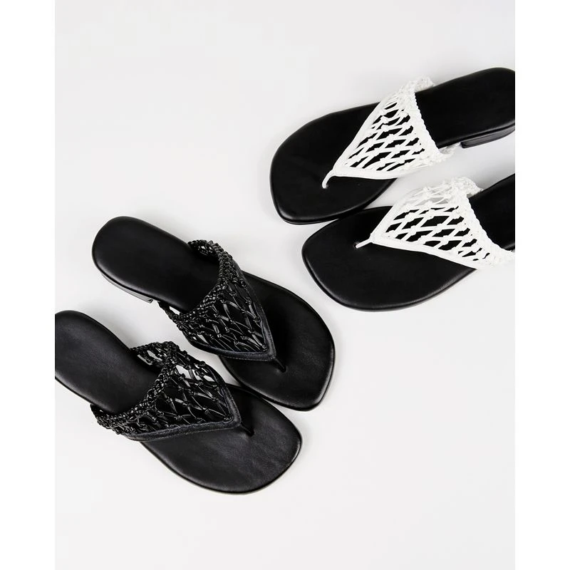 跟高3CM/  小众设计编织镂空夹趾人字拖鞋女夏外穿凉拖度假潮