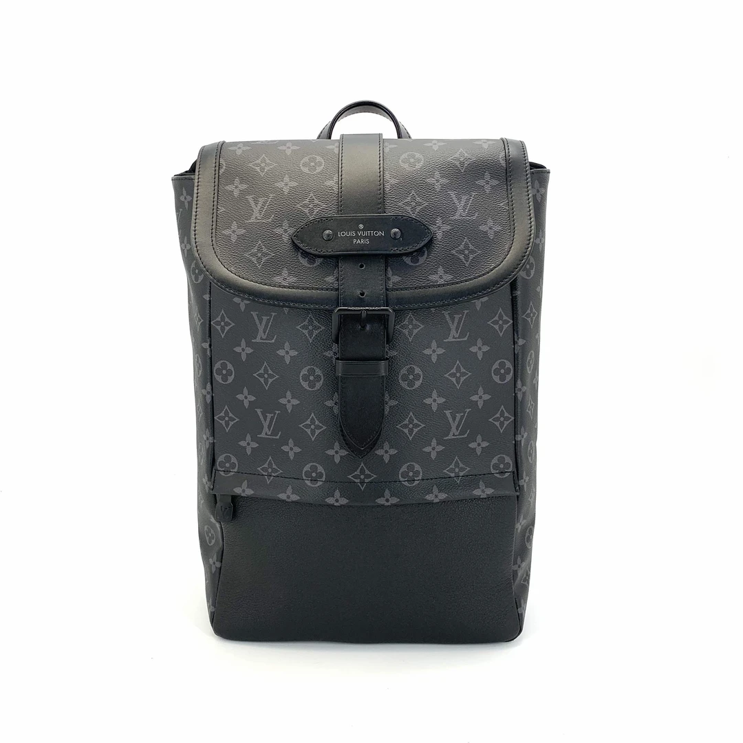 99新 LouisVuitton/路易威登 黑老花saumur单扣双肩包  尺寸27/42