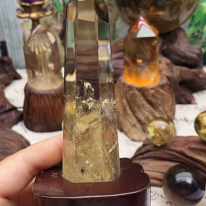 珠宝半成品水晶未镶嵌黄水晶柱