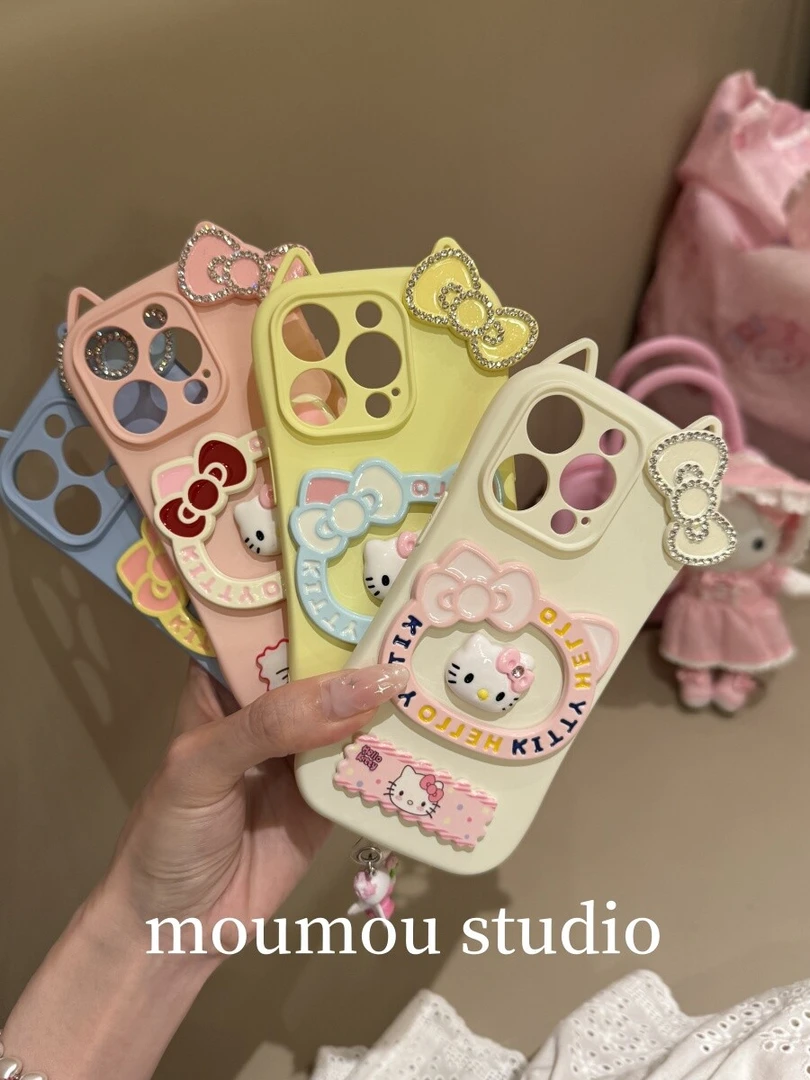 猫耳朵立体蝴蝶结凯蒂适用于iphone16苹果15promax手机壳14可爱13