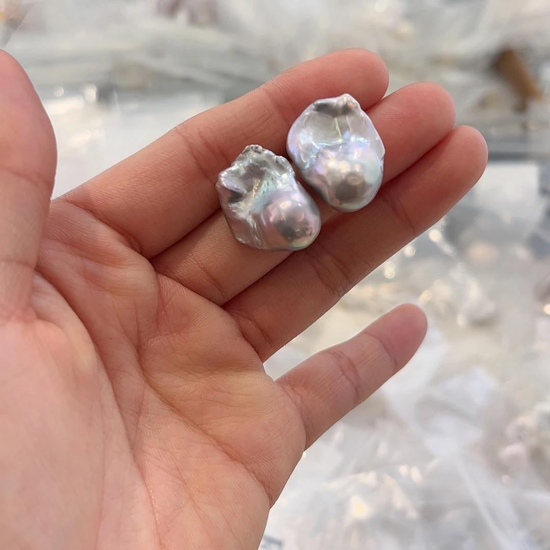 淡水珍珠耳饰银S925镶嵌