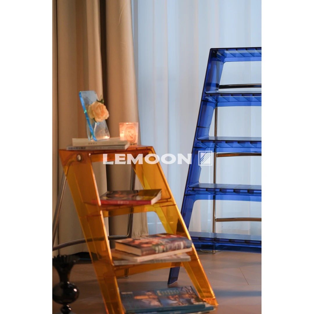 "拾光梯度"亚克力家用梯 便携伸缩折叠亚克力梯多功能置物梯子