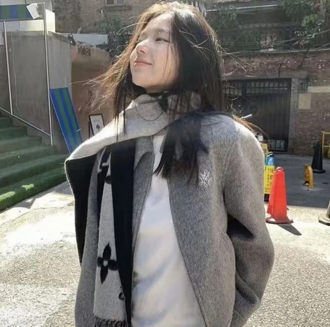 外贸订单原单围巾-双面山羊绒秋冬款-顶版芯片礼盒款