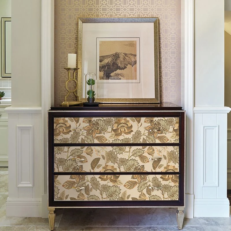 法式墙纸赫本风自粘防水防潮家具翻新贴纸衣柜复古花纹贴纸墙pvc