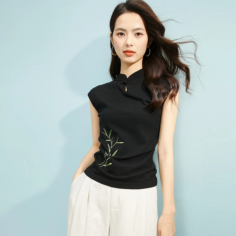 晚白【新品】2025早秋内搭单穿莱赛尔上衣针织衫女25030335