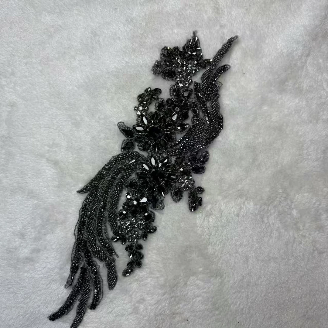 立体刺绣钉珠蕾丝花朵贴布用于礼服西装皮草等服装辅料DIY
