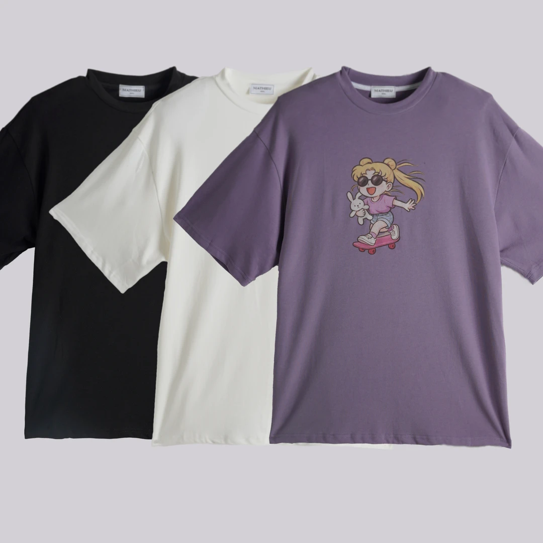 WK   滑板女孩垫肩T恤