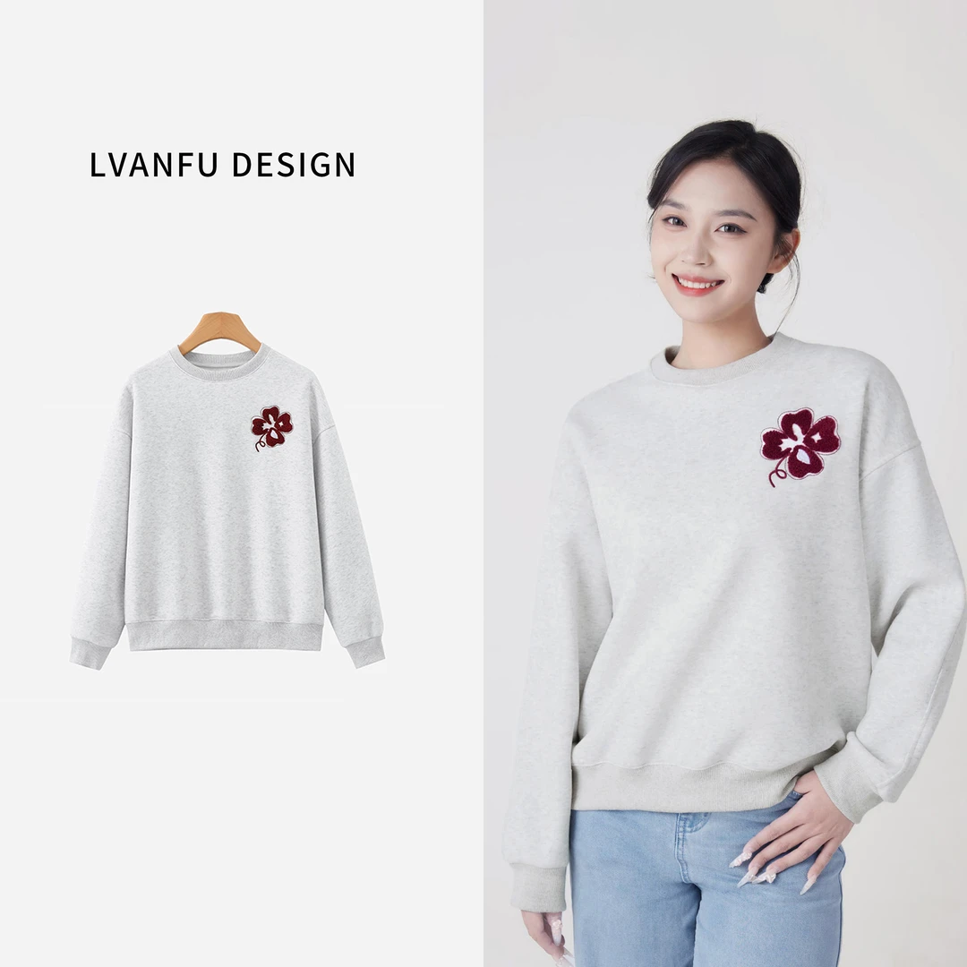 春季新款月见草毛巾绣圆领卫衣JY581A/ZN