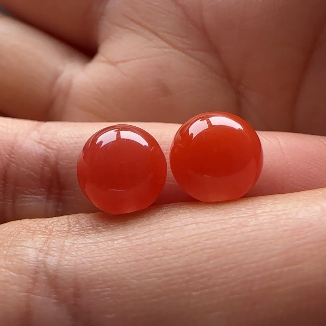 南红玛瑙未镶嵌圆珠8.8一对