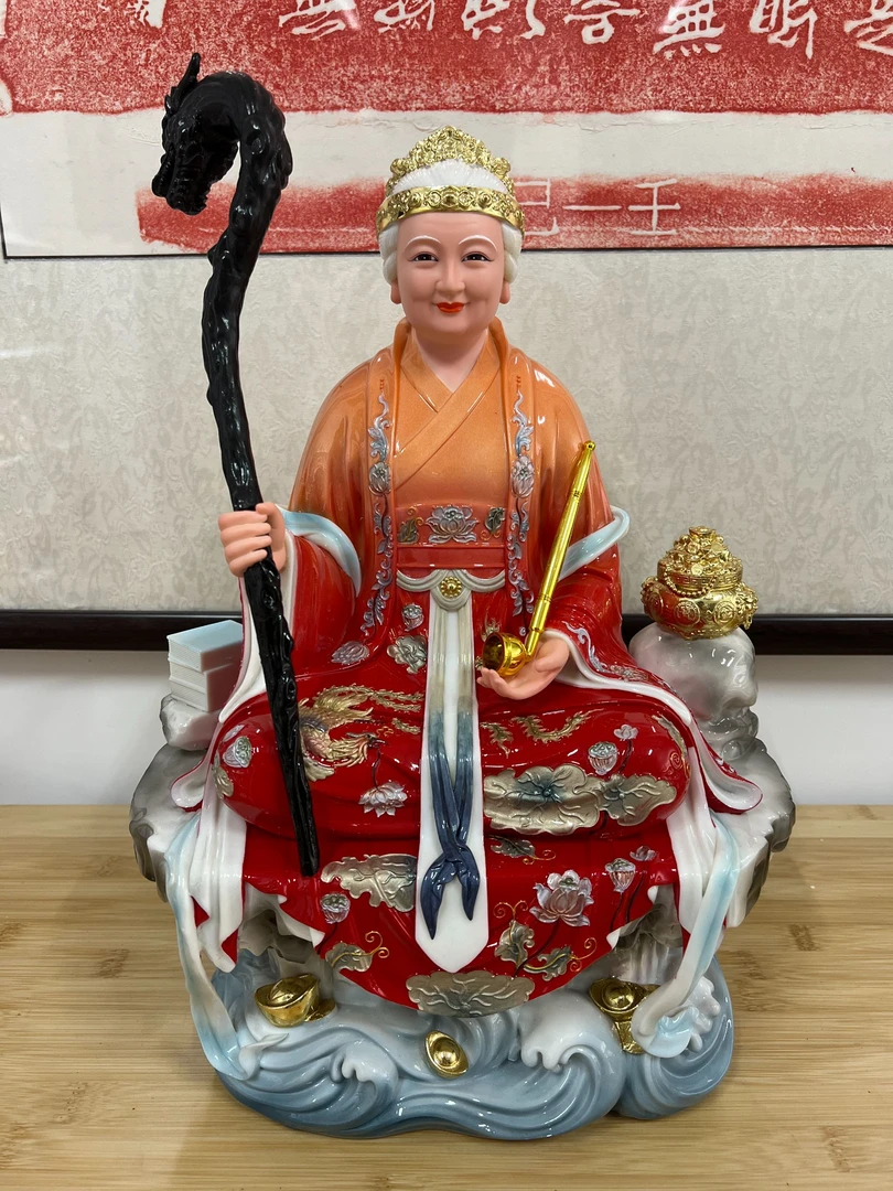 汉白玉仿瓷黑老太神像铁刹山黑妈妈像体黑姥姥黑老太佛像桌面摆件