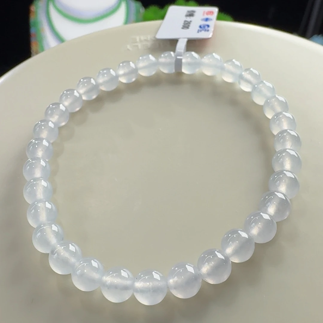 翡翠未镶嵌手链冰胶白冰单圈卡5.5mm