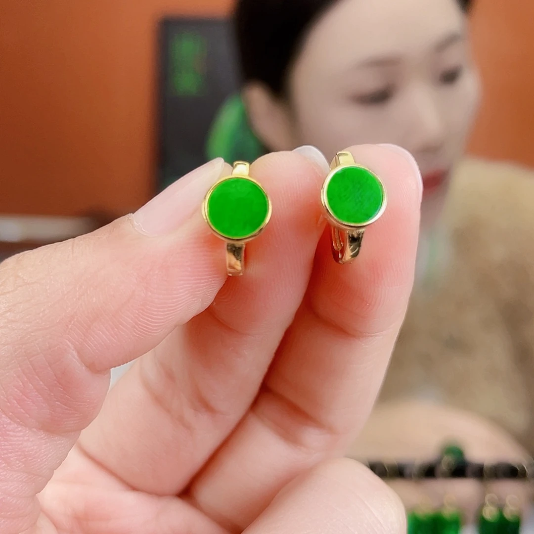 翡翠银S925镶嵌耳饰