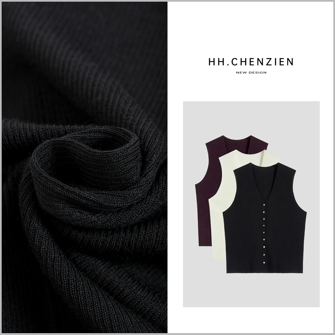 【黑黑家】 春款女士无袖纯色净版显瘦舒适背心开衫打底上衣