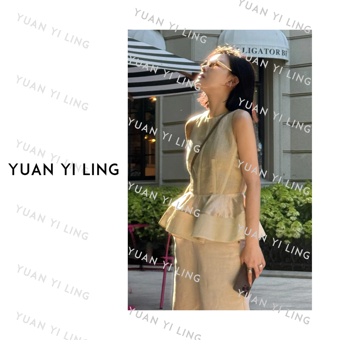 袁艺灵【凯瑟琳】25夏季新款天丝亚麻法式精致轻奢气质小裙摆上衣