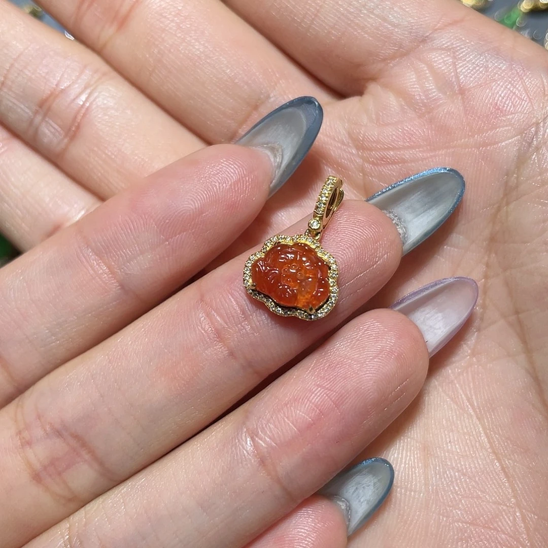 翡翠18K金镶嵌吊坠(不含链)