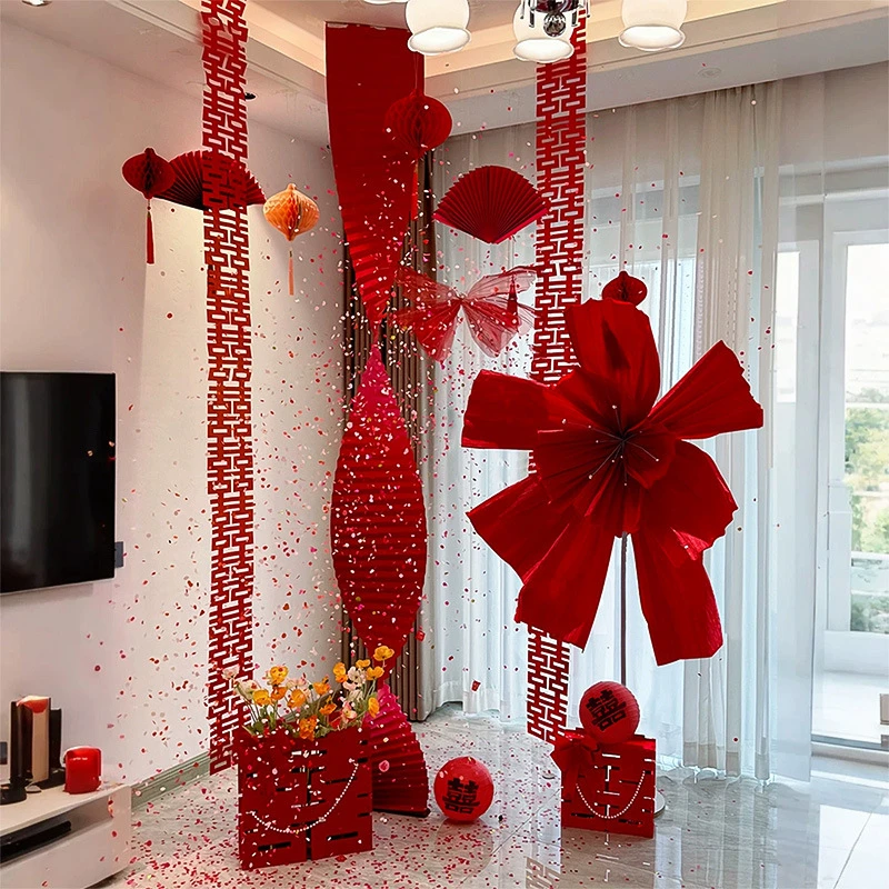 婚房布置套装男女方卧室新房客厅房间拉花婚礼背景墙结婚装饰全套