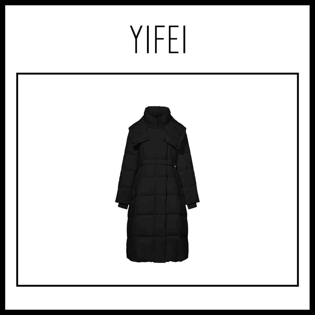 【艺菲专属】2024冬季新款气质时尚中长款收腰加厚保暖防风羽绒服