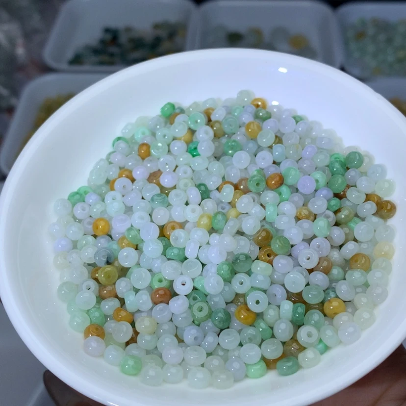 【闪购商品】翡翠手链未镶嵌卡3乘4.5冰三彩算盘60颗