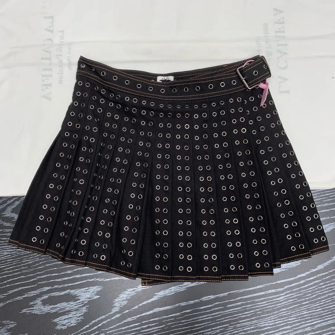 99新 DIOR/迪奥 蔚蓝中古/金属孔眼短裙 F36码