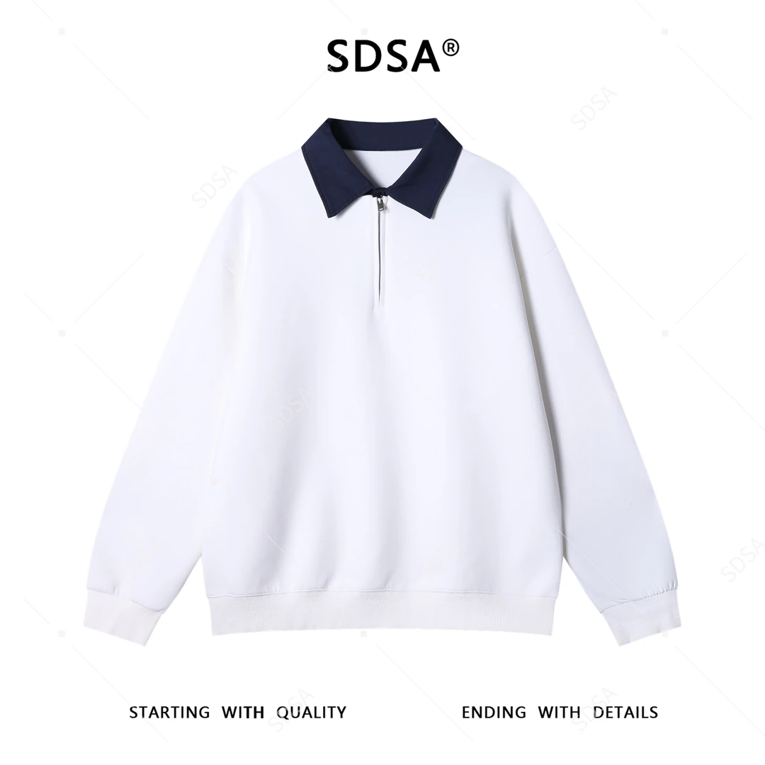 SDSA男士秋冬新款痞帅男装潮牌撞色半拉链翻领假两件卫衣简约时尚