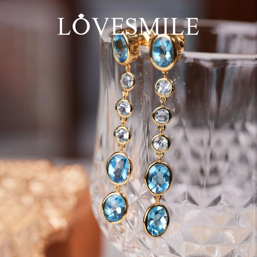 love smileS925银托帕石耳环精美时尚大气优雅贵气