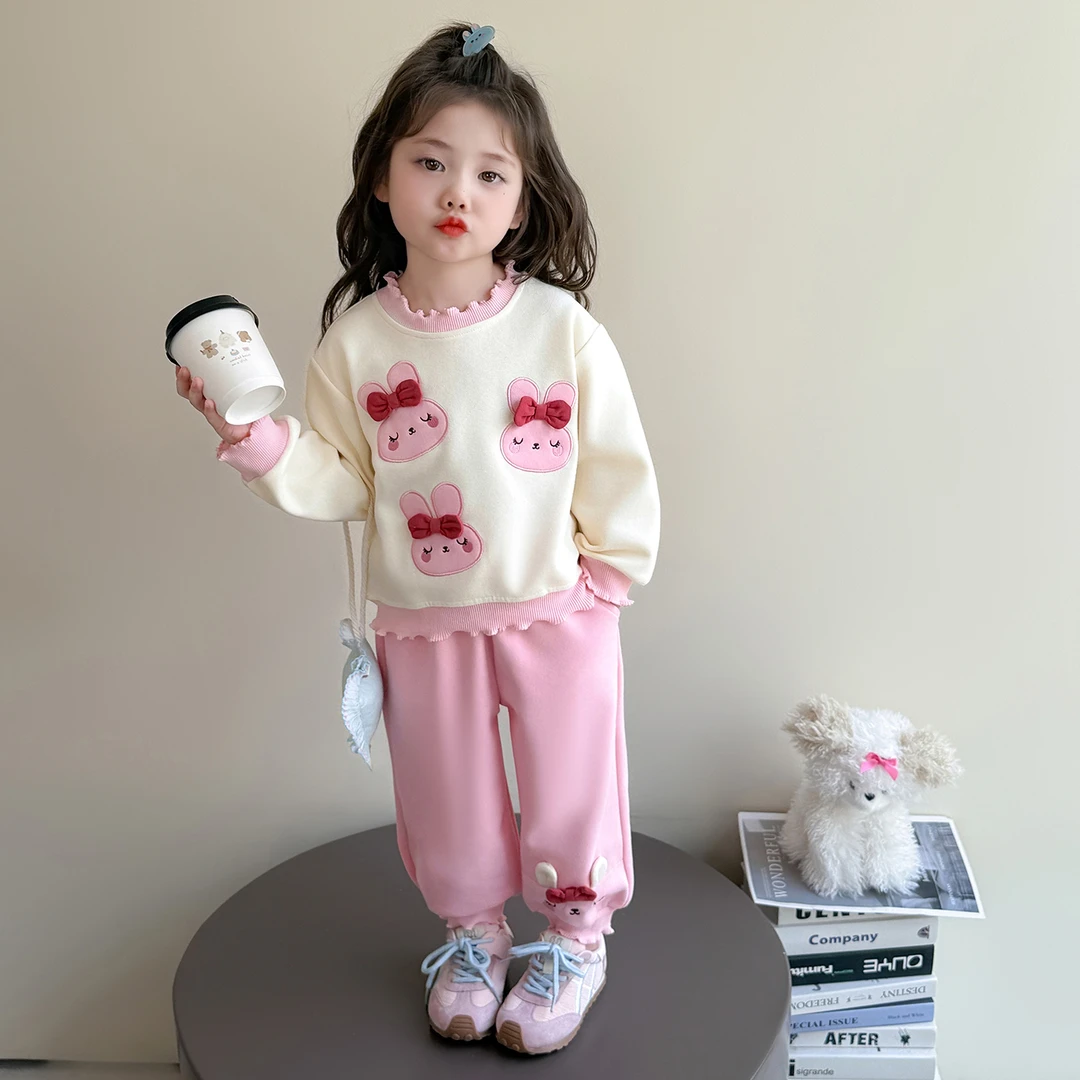 女童秋装套装2025新宝宝超好看炸街衣服儿童春秋款运动卫衣两件套