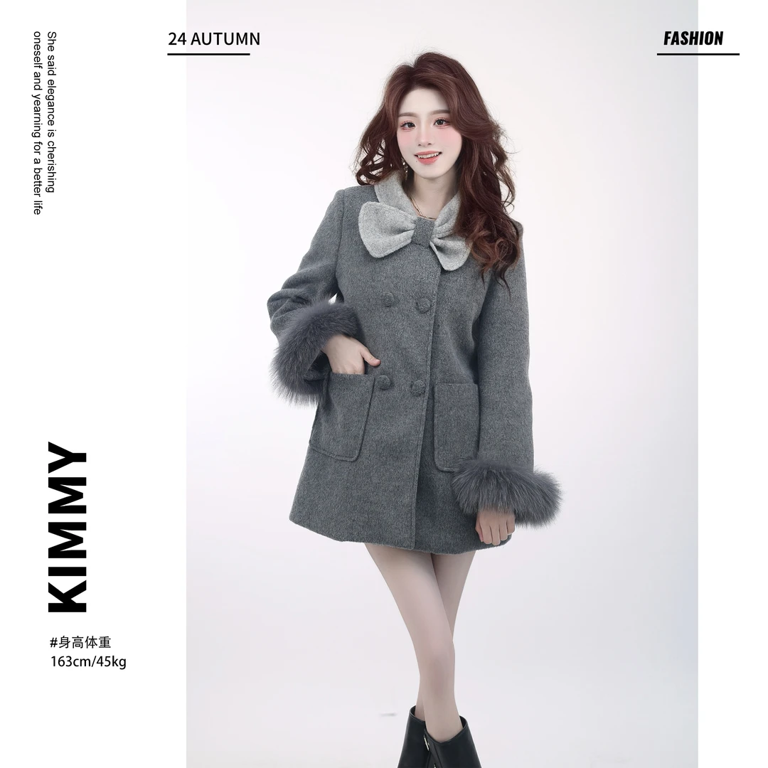 【千寻严选】冬季新款时尚气质百搭羊毛羽绒大衣预JJD4DY7884