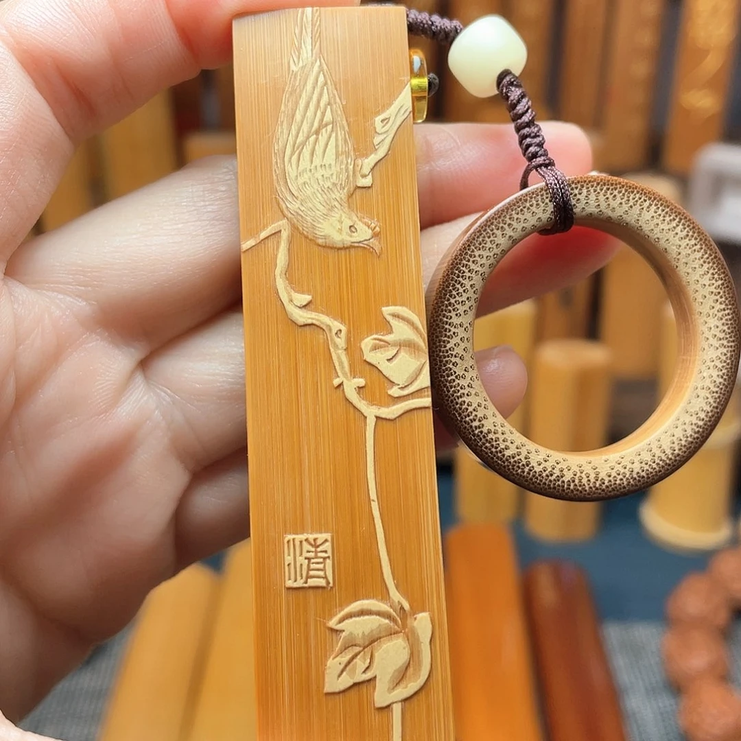 竹葫芦福禄留青印章料手把件