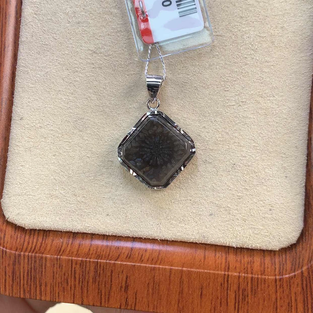 【闪购商品】颈饰银S925镶嵌硅化珊瑚（珊瑚玉）42号镶嵌吊坠