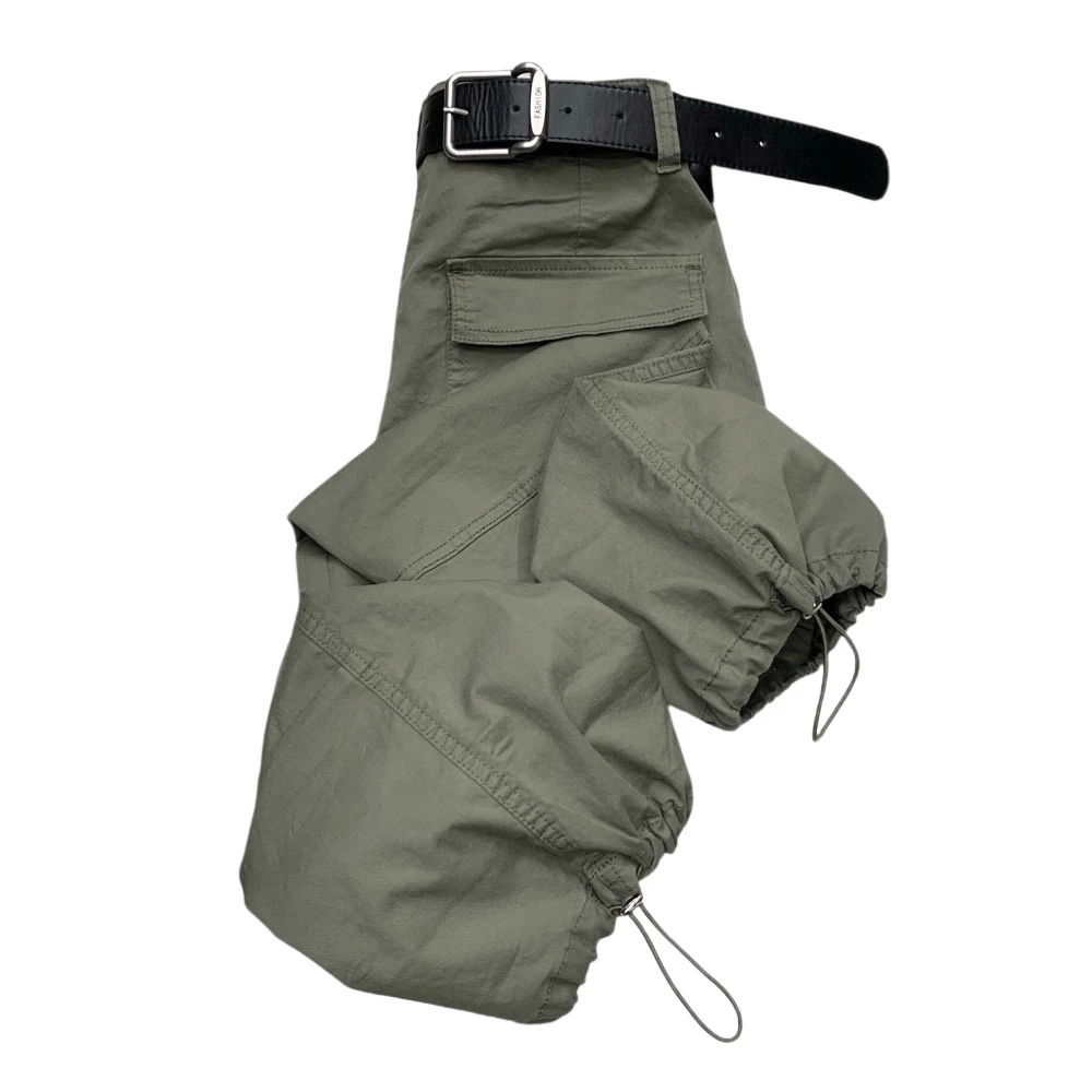 T9910夏季新款薄牛仔棉短九分工装裤（带腰带样式随机）