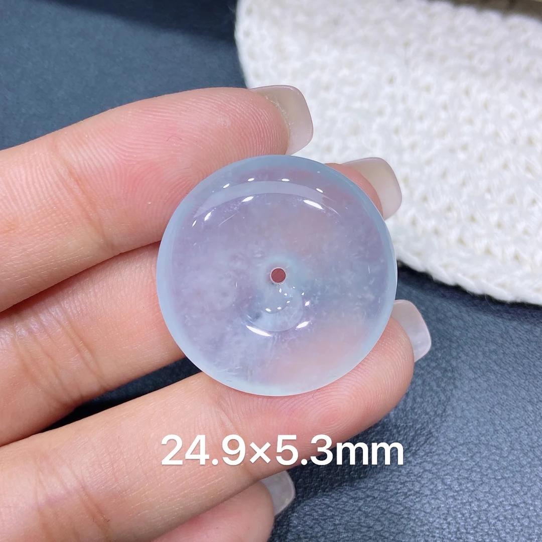 缅甸天然A货翡翠 老坑冰种白冰厚装平安扣吊坠 玉质细腻 k002