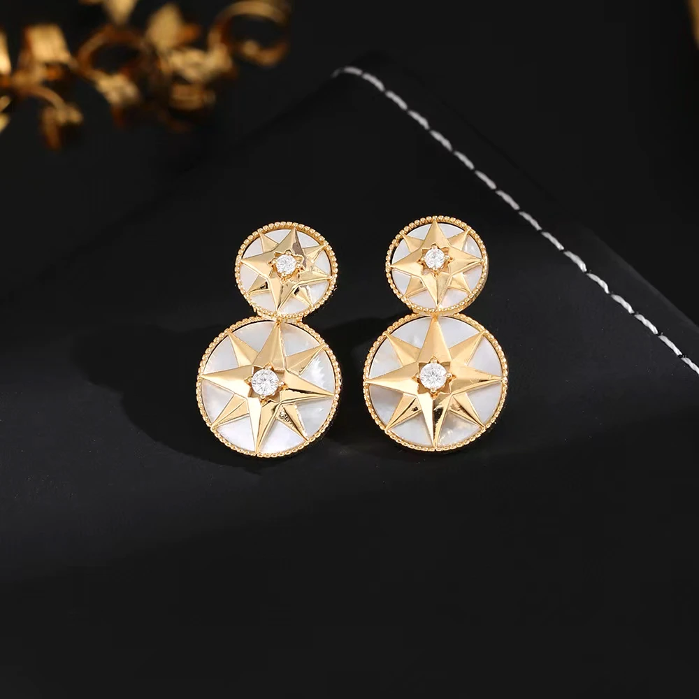 铜合金耳饰 《货号6600》八芒星双戴耳环