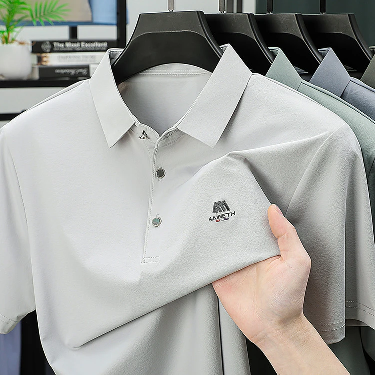 短袖夏季休闲商务Polo衫透气纯色商务男士潮流宽松薄款翻领