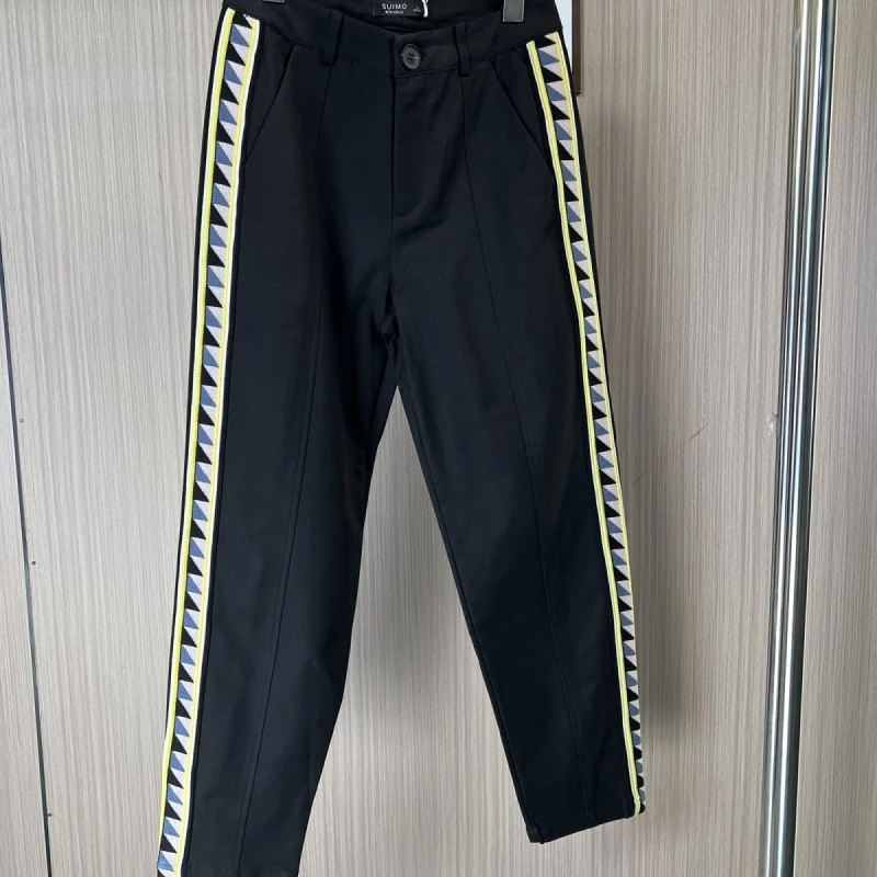 2600熙家品牌撤柜女装春秋新款时尚气质百搭直筒小脚休闲裤黑色
