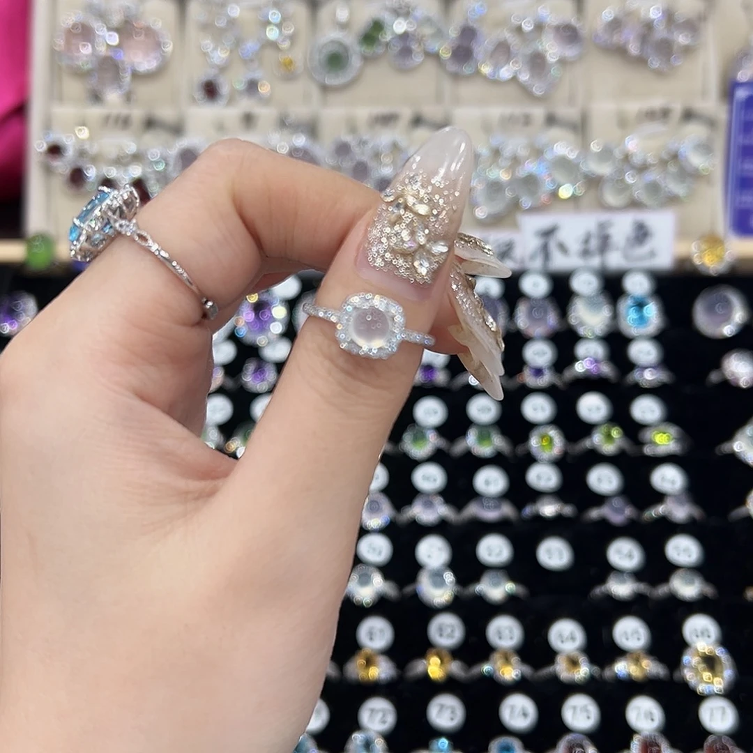 蛇纹石玉银S925镶嵌戒指