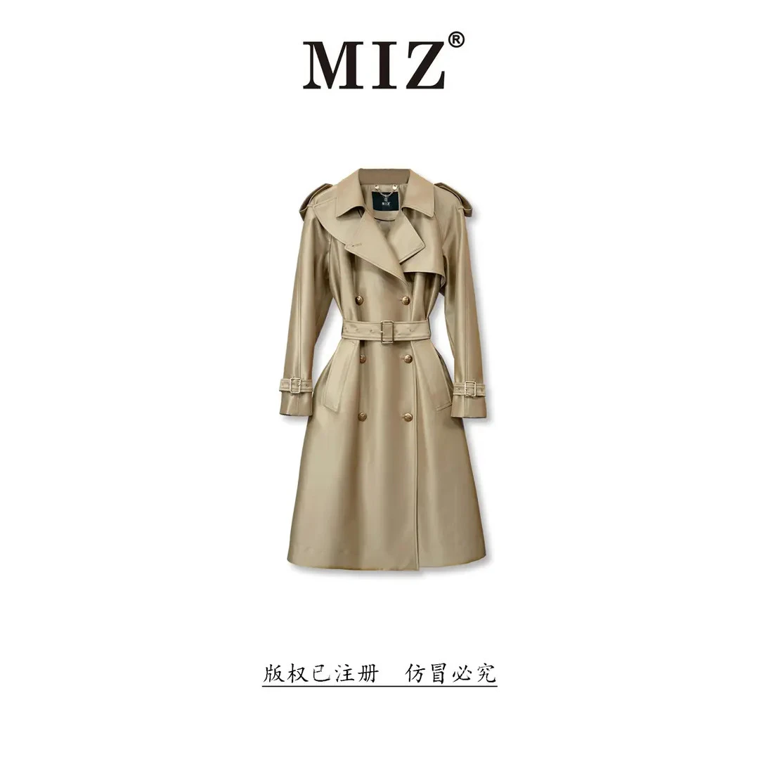 MIZ气质设计师短款高端轻奢双排扣通勤风衣外套女2530103
