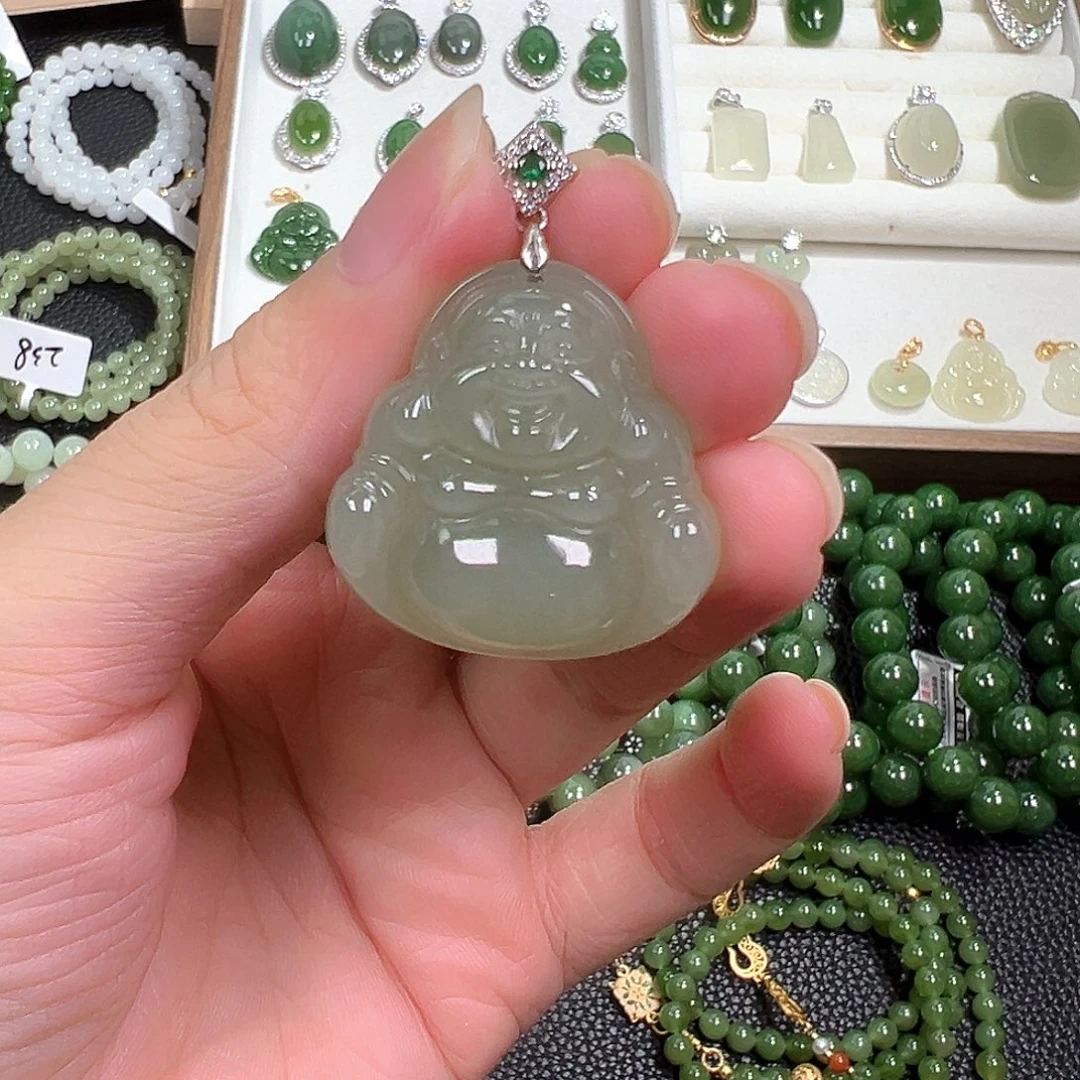 和田玉银S925镶嵌颈饰