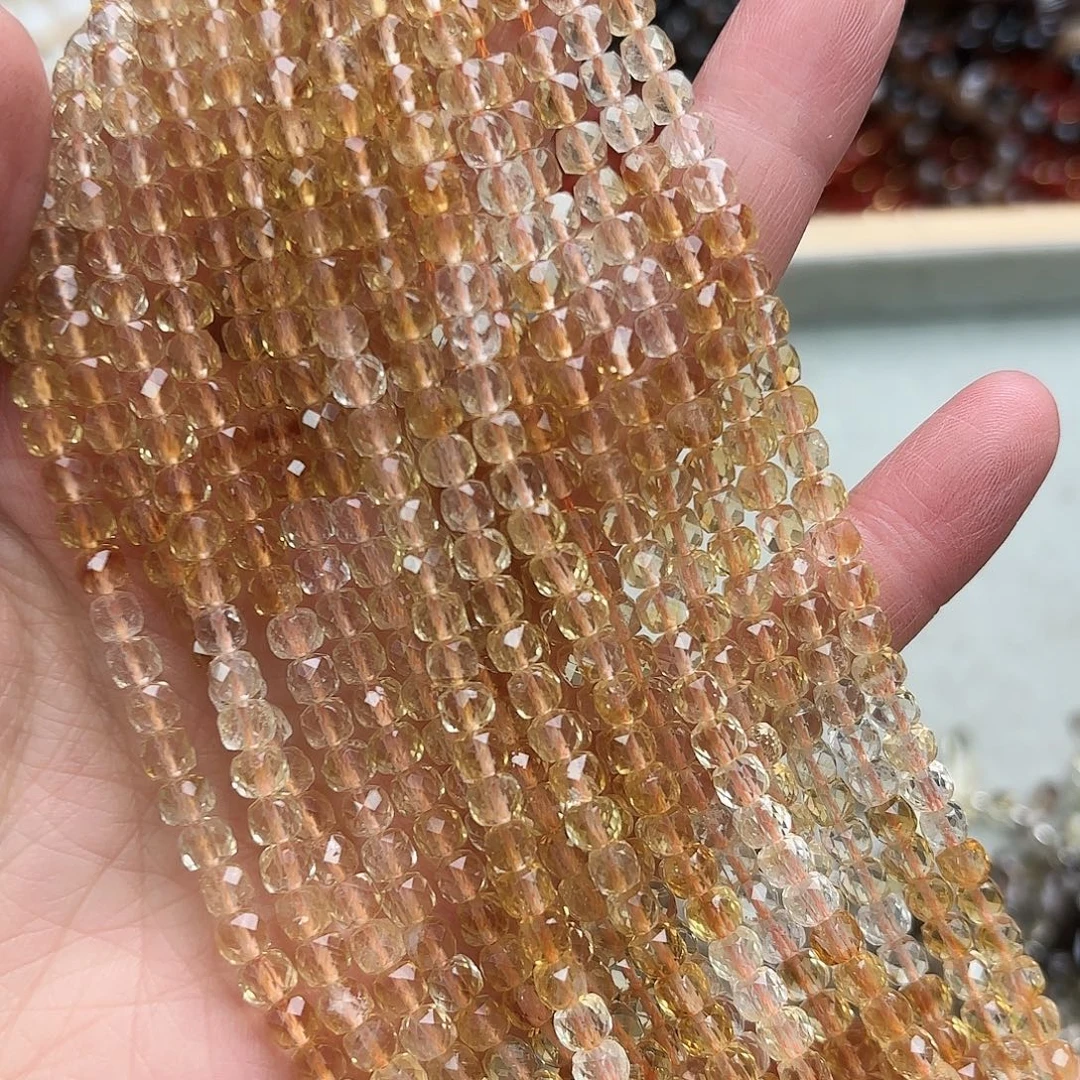 玛瑙/玉髓未镶嵌珠宝半成品4×4黄水晶渐变方切一条