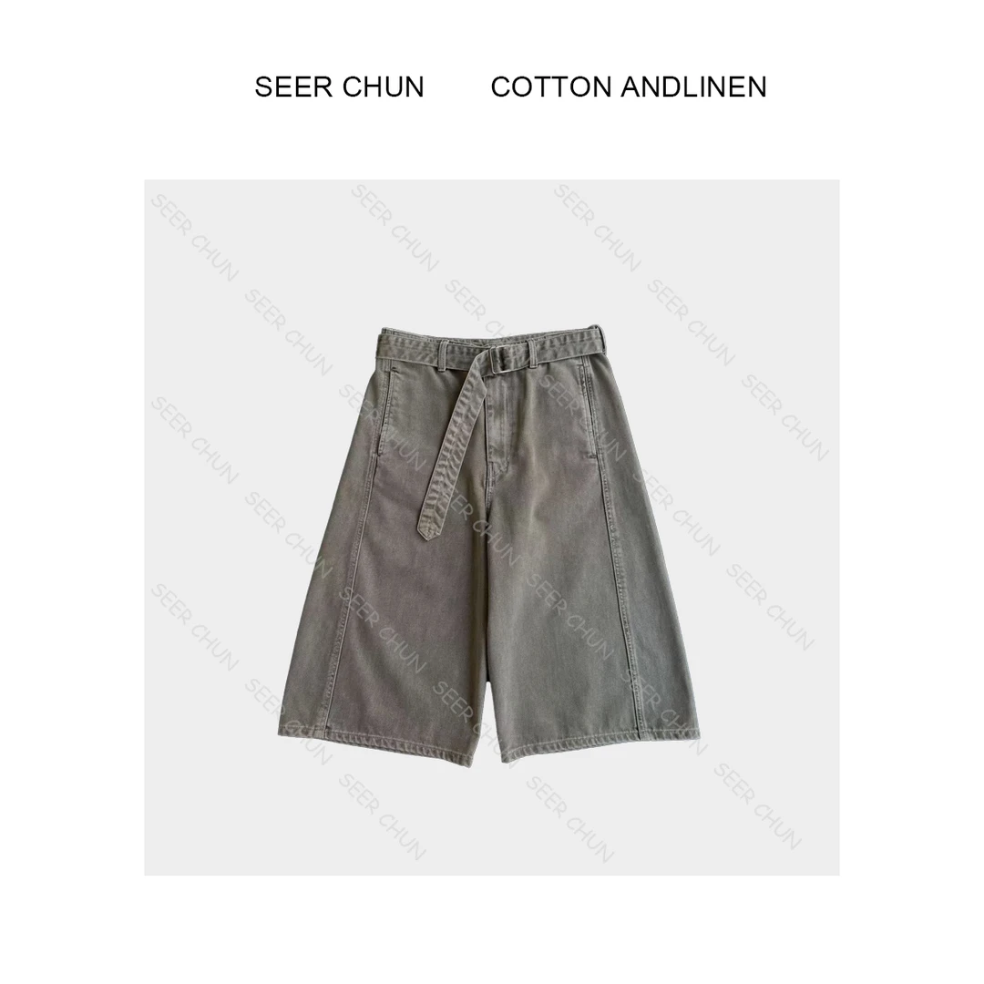 【纯纯女装】SEER CHUN高品质腰带牛仔七分裤  52215