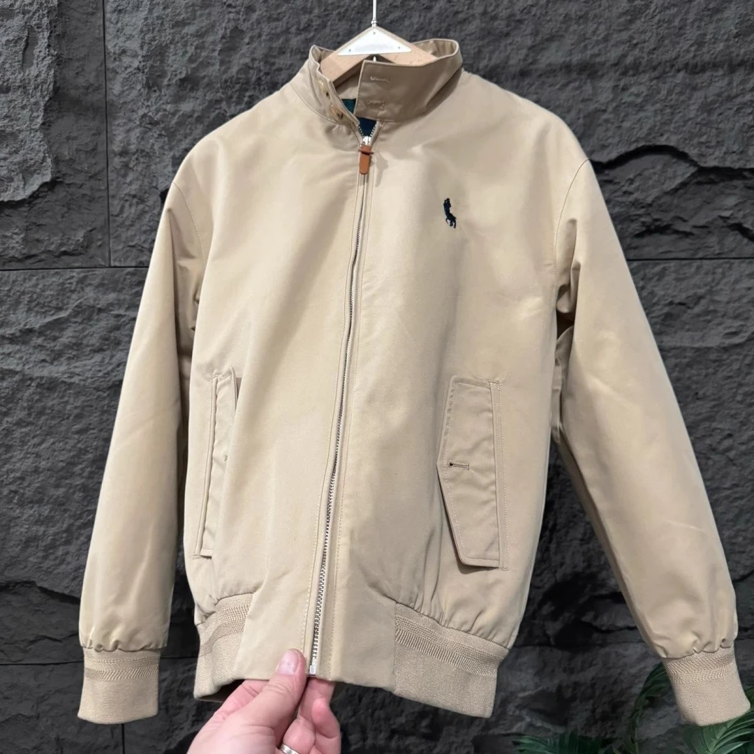 小马男士翻领外套复古刺绣美式拉夫经典男女品质春秋立领休闲夹克