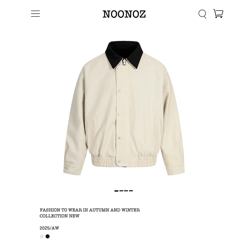 NOONOZ双面穿美式底特律夹克男潮牌中性风内里条纹翻领老钱风外套