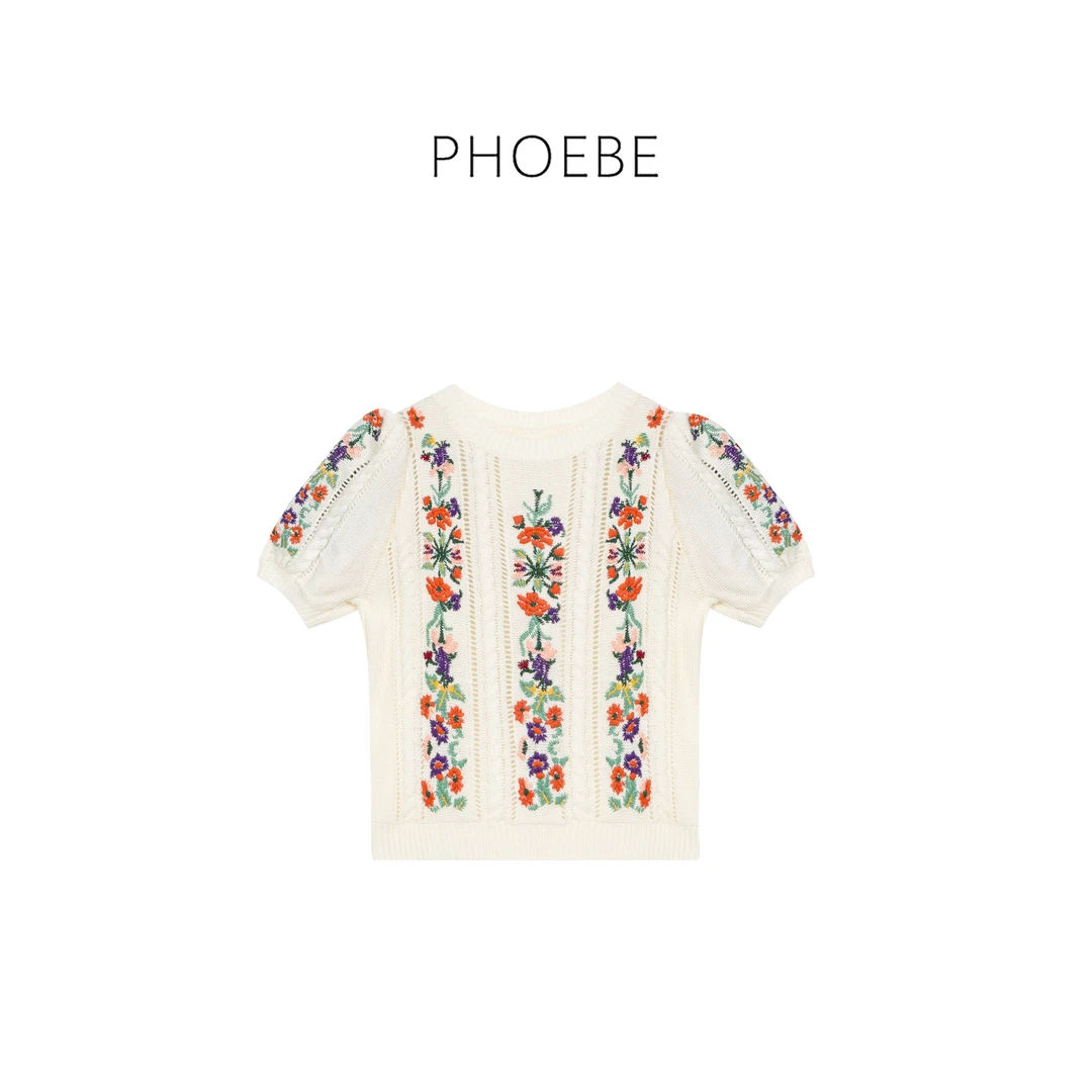 【爱丽丝】PHOEBE叶姐 春季新款刺绣设计上衣短袖HF5021129C