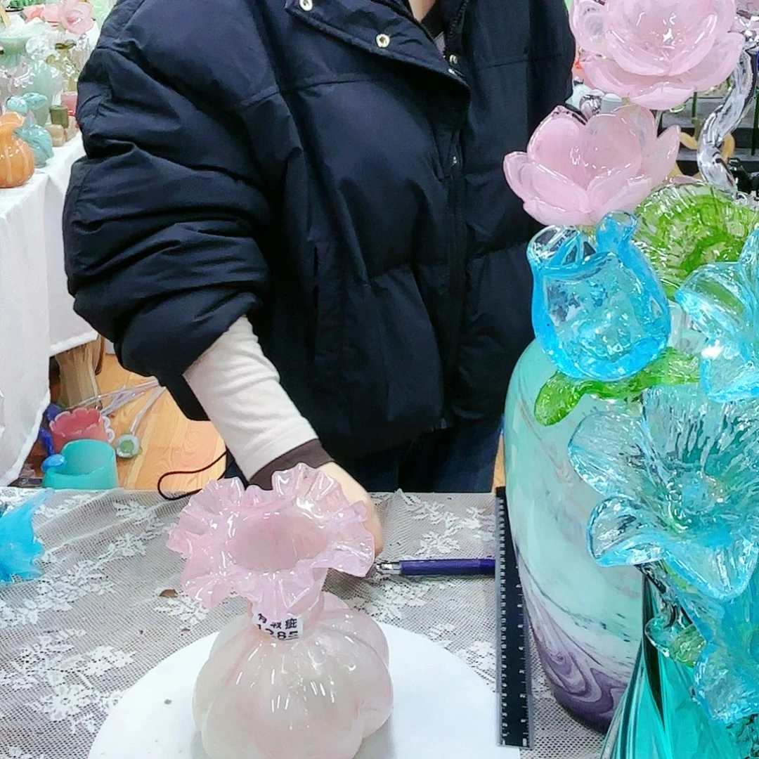 瑕疵福利不退不换琉璃花瓶艺术品