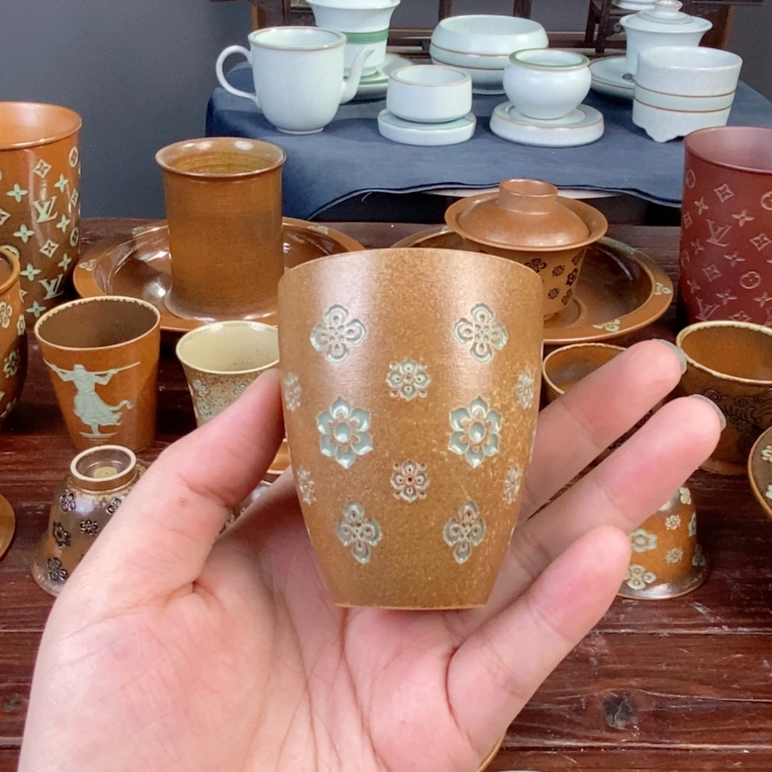 微瑕 朱砂胎草木灰宝相花纹